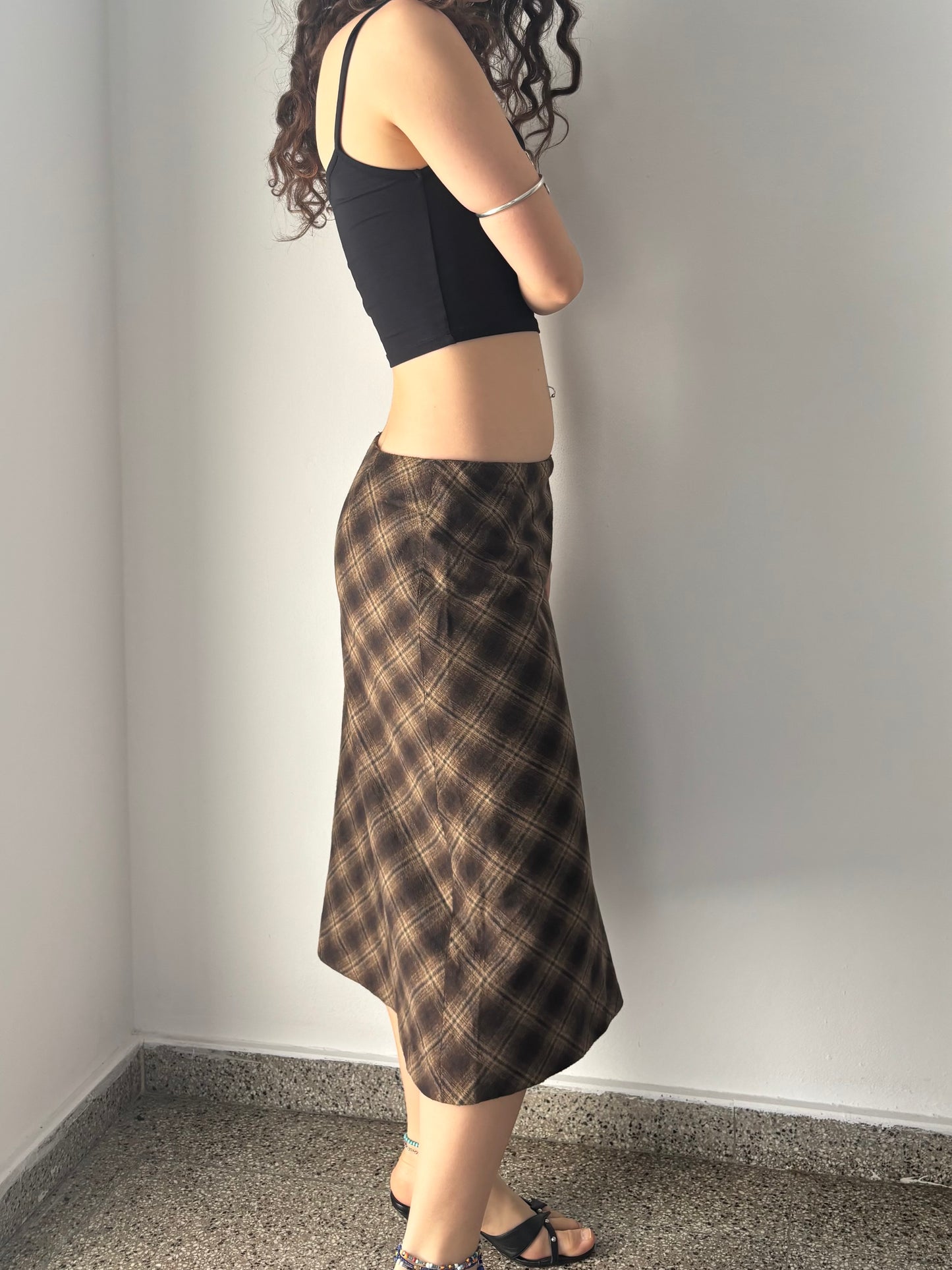 Brown checkered skirt