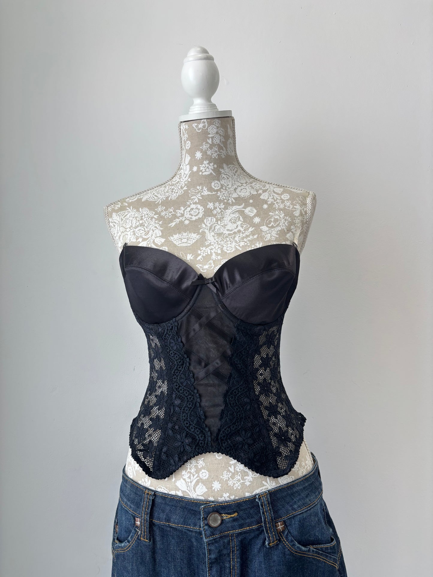 Black lace corset top
