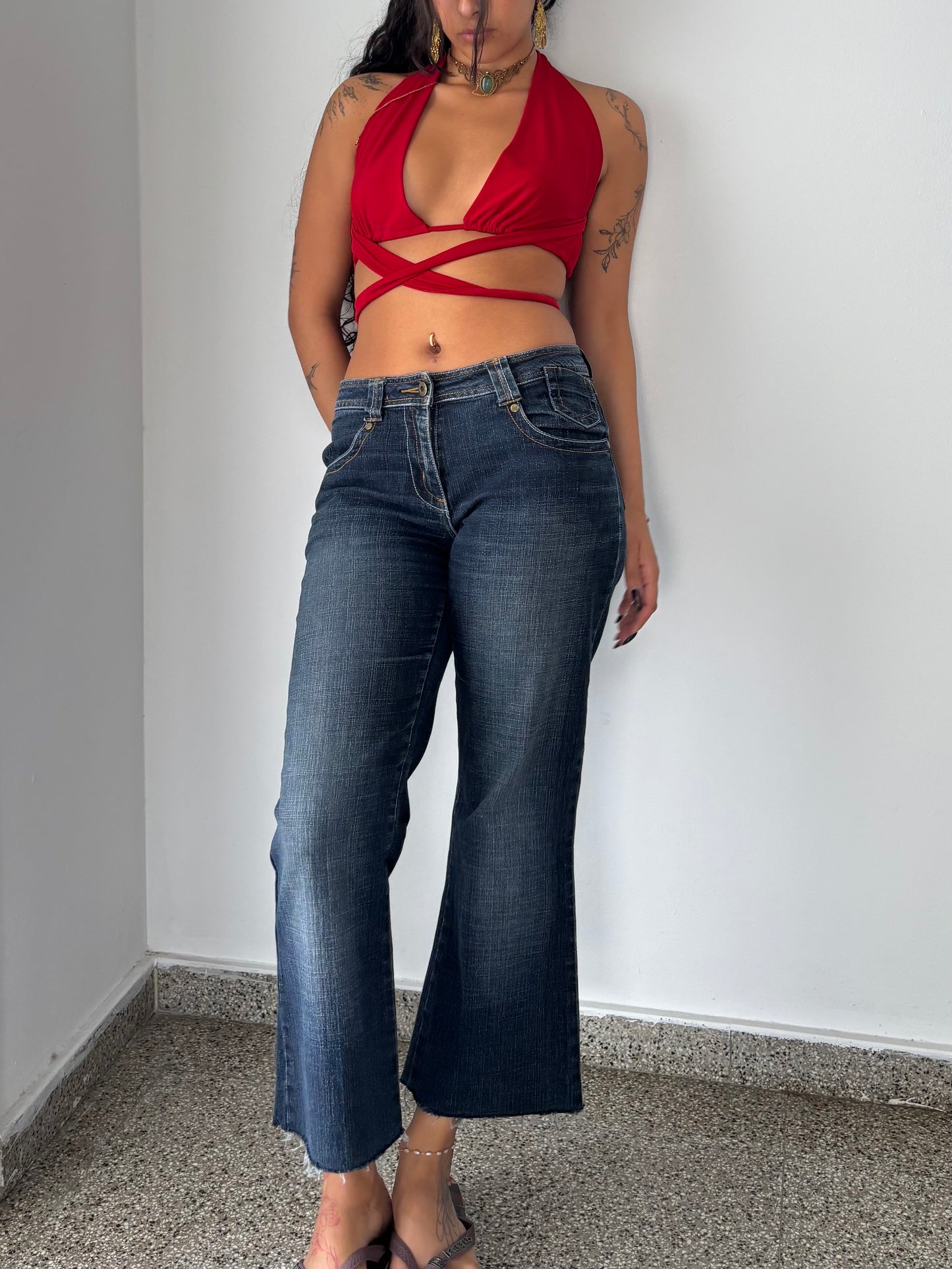 Dark wash ankle length jeans