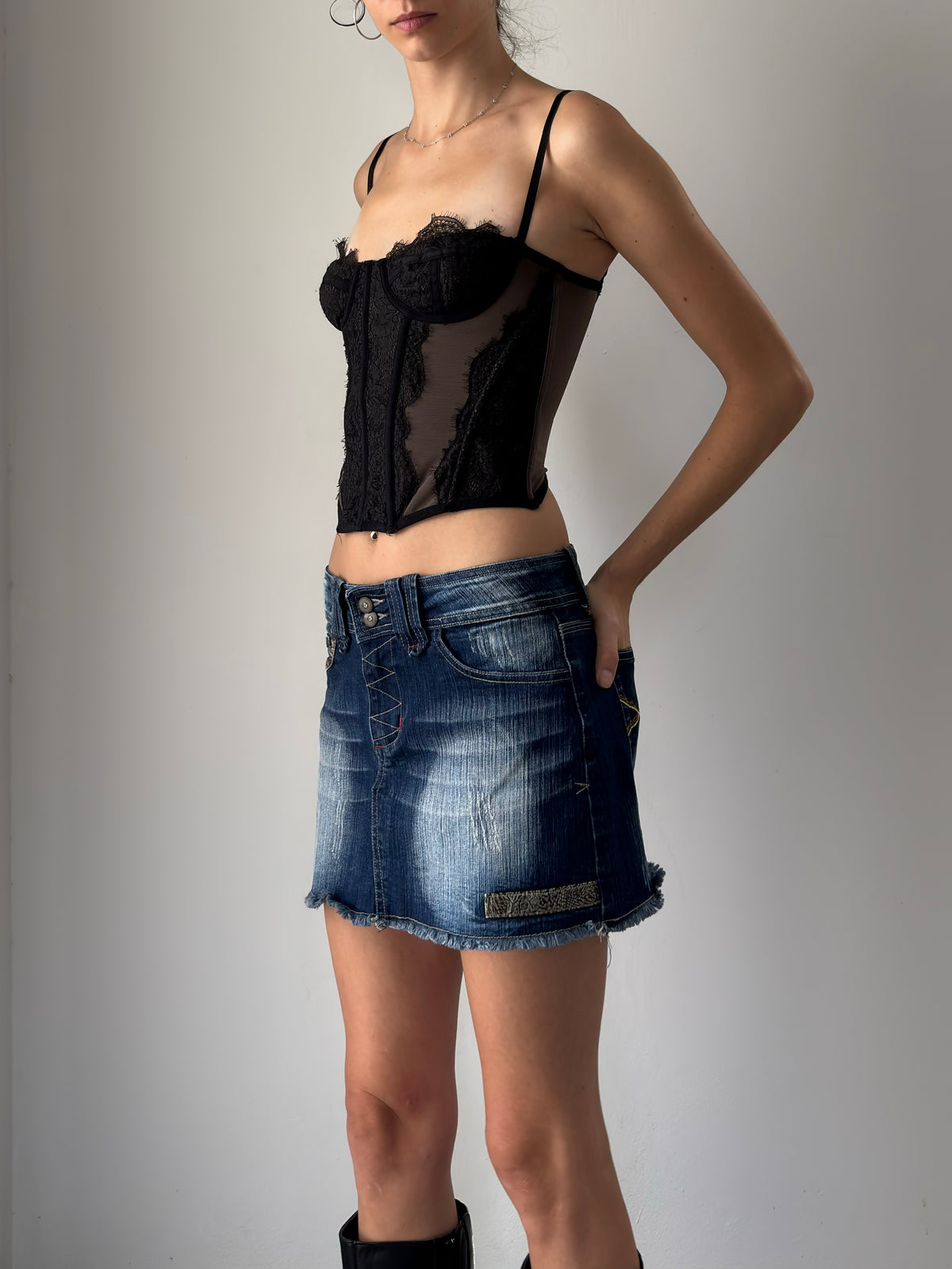 Denim mini skirt