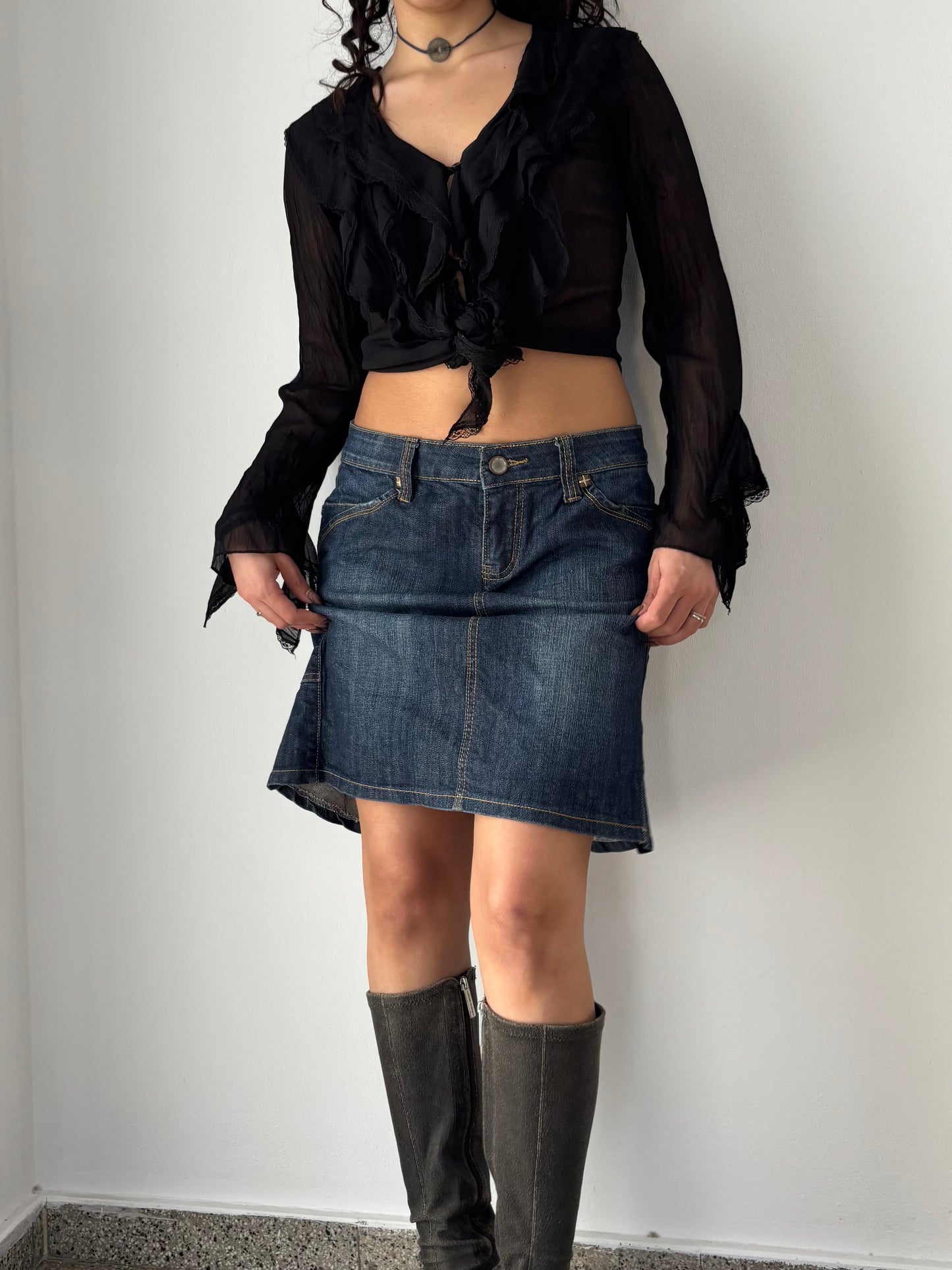 Jean midi skirt