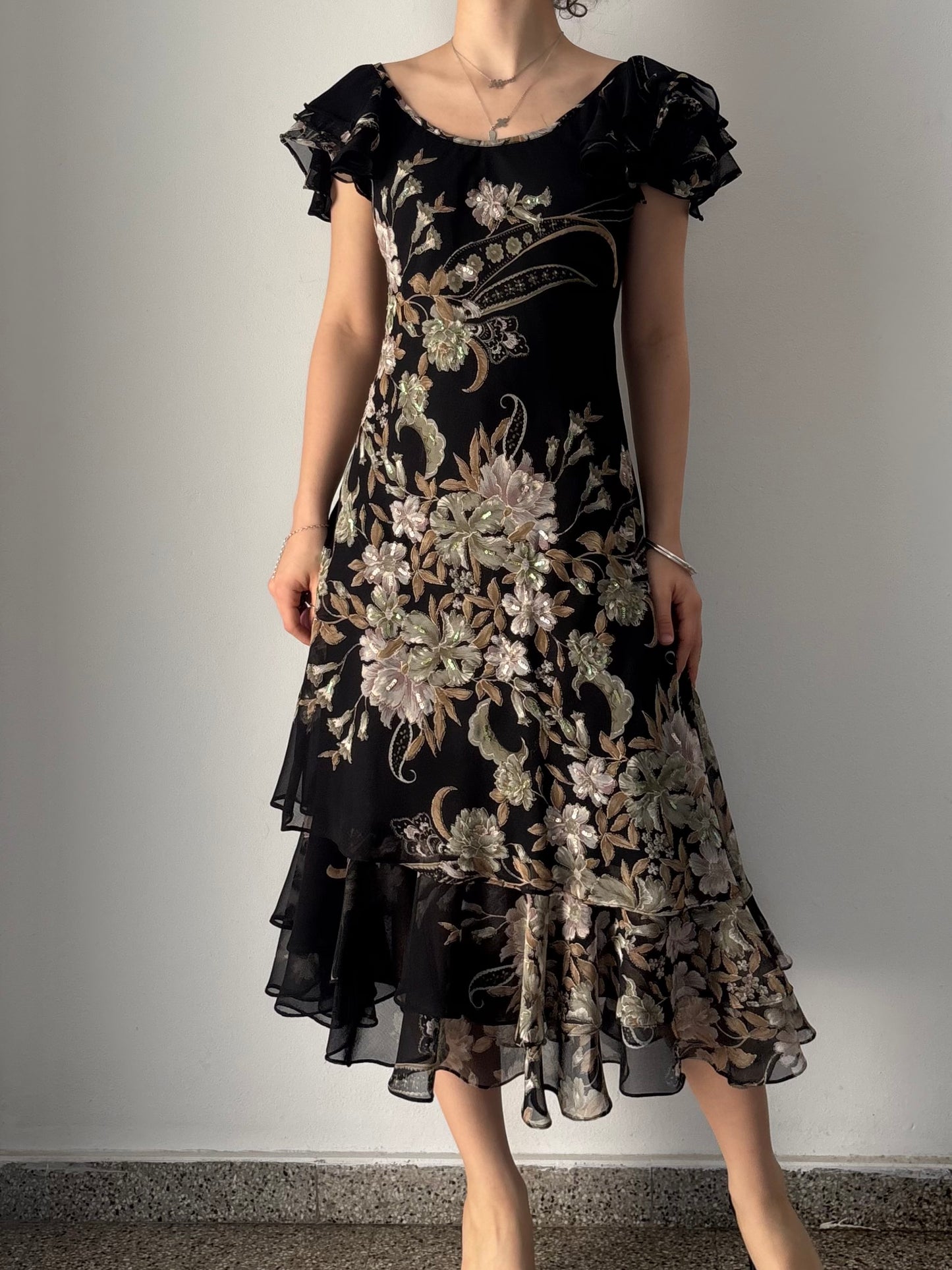 Black floral fairy dress