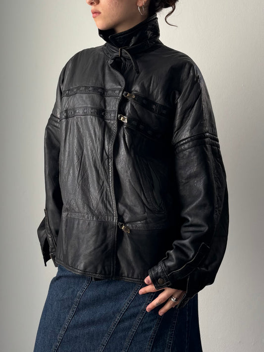 Black & Grey vintage leather jacket