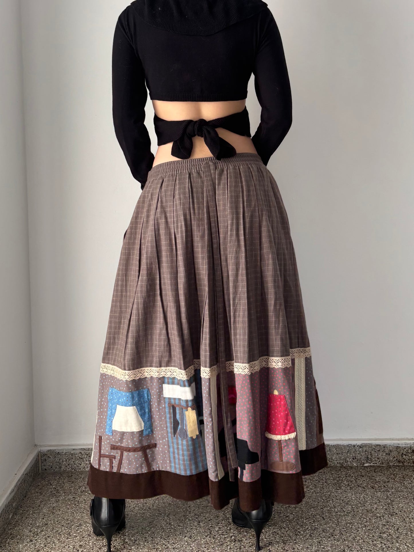 Patch work maxi skirt