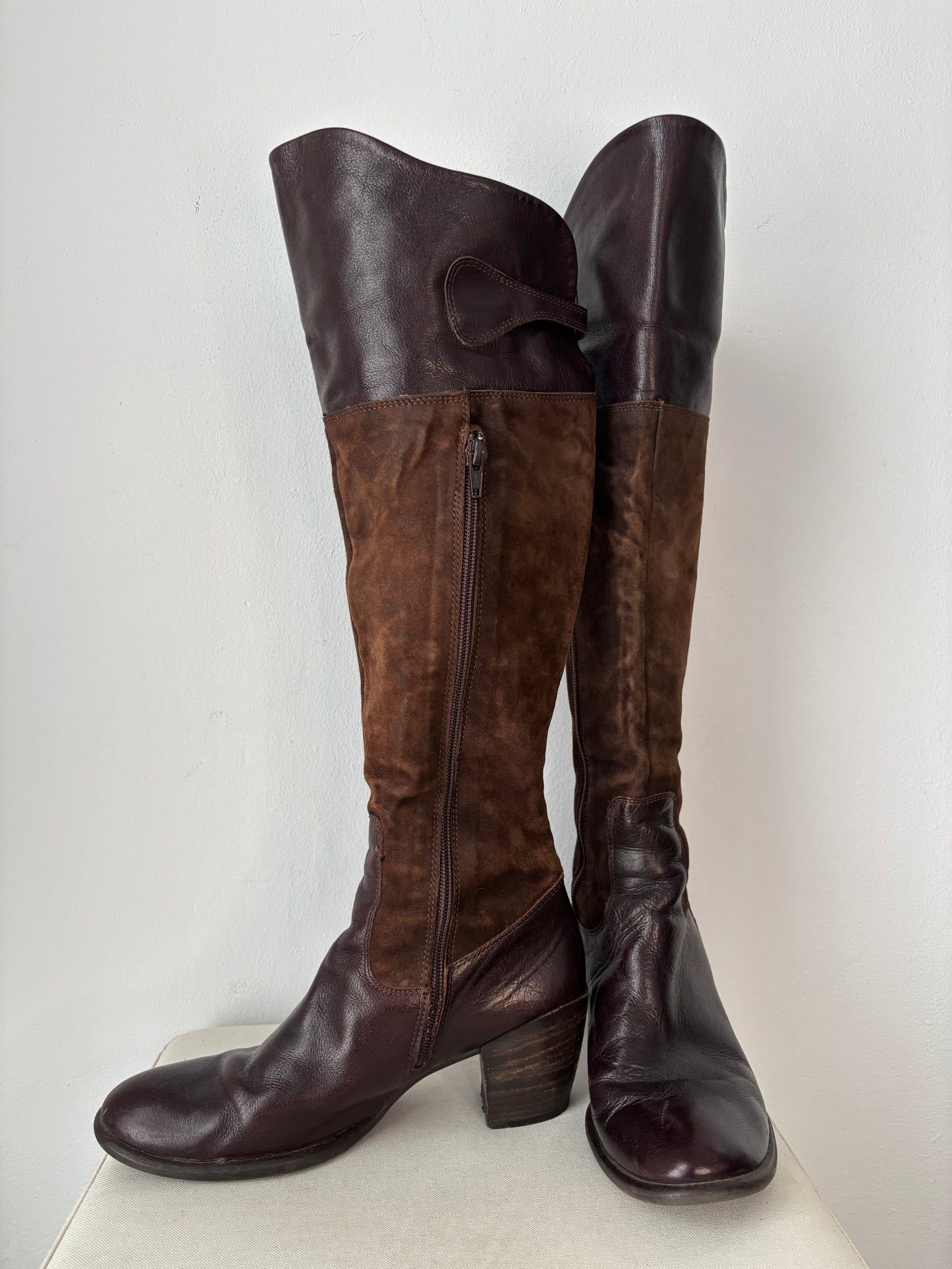 Brown knee high boots