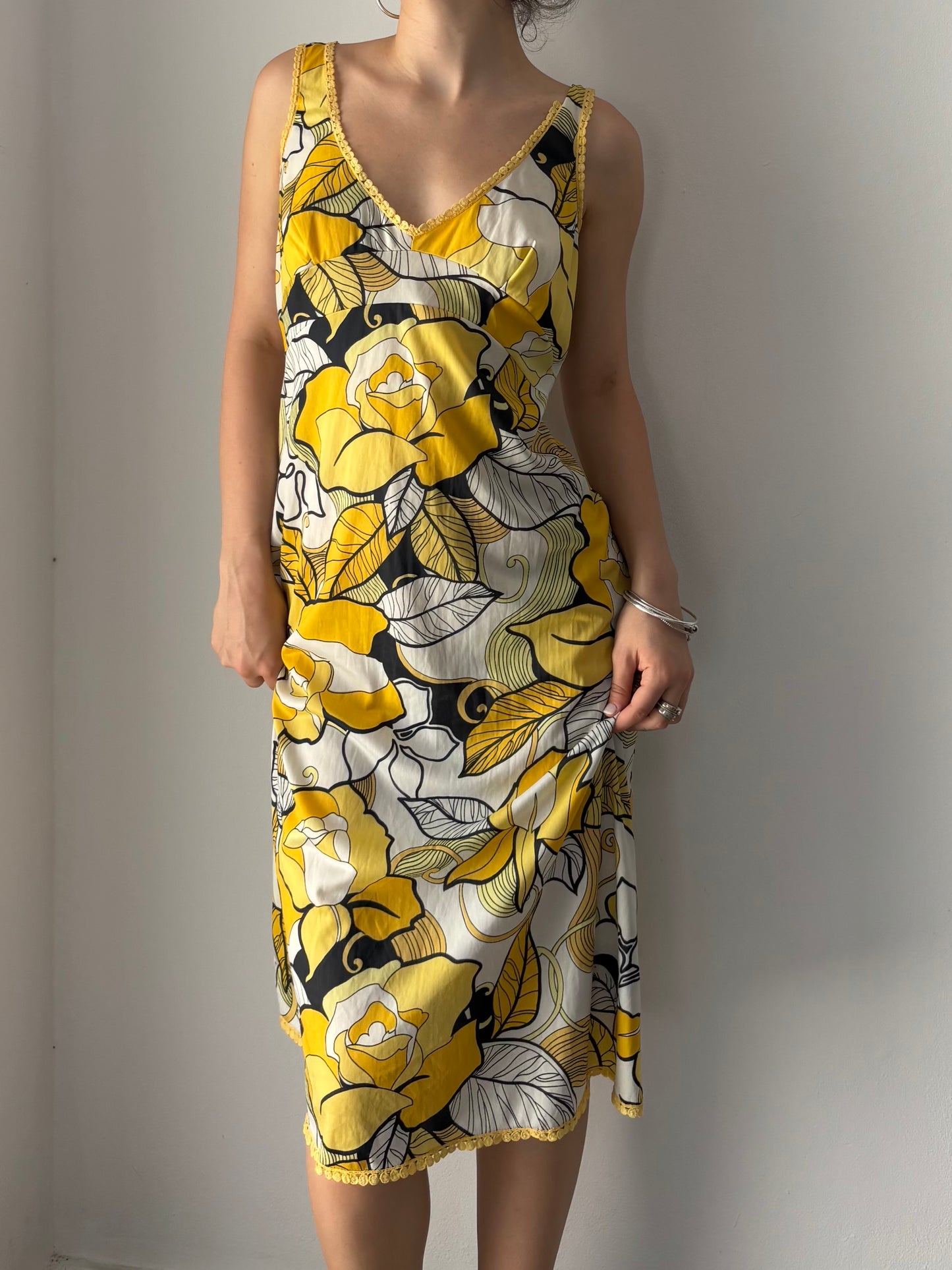 Yellow floral slip dress