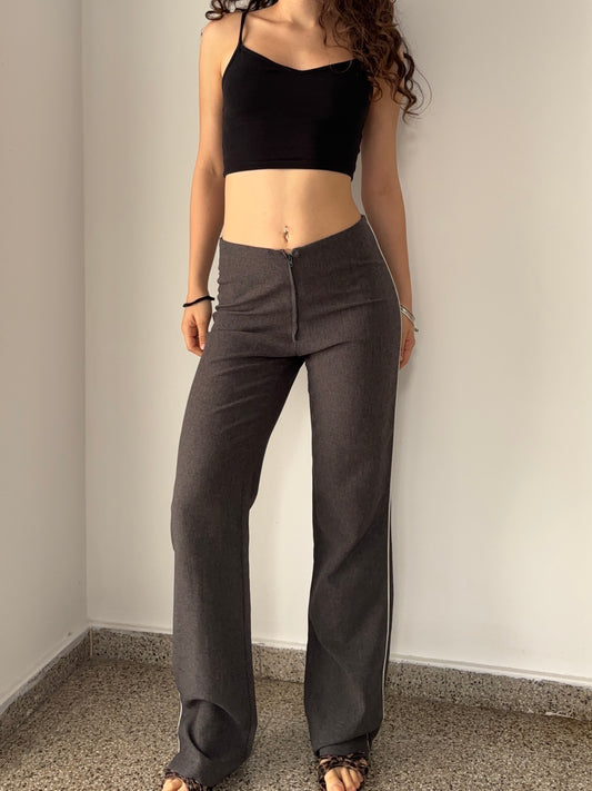 Grey office pants with zip