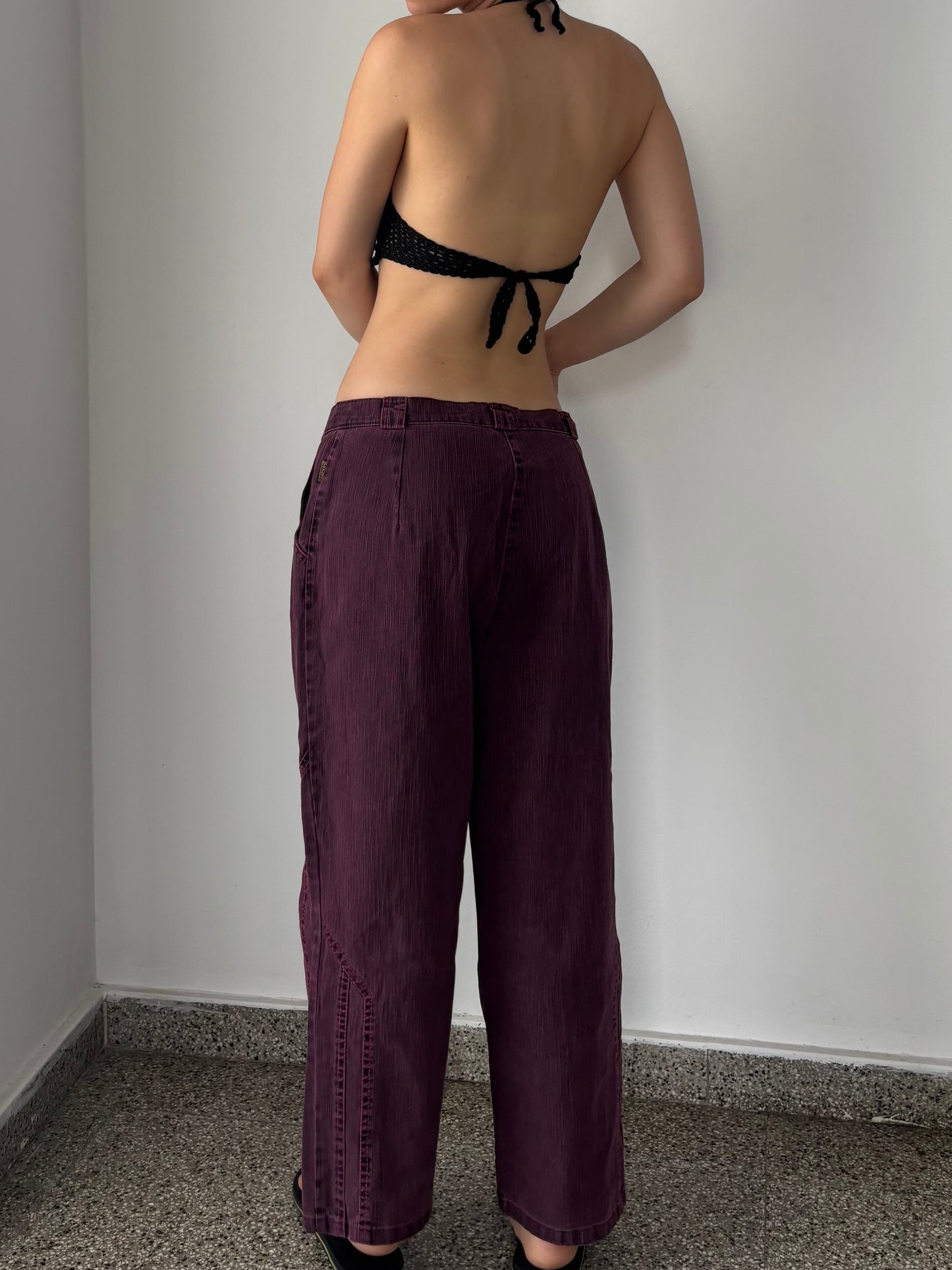 Purple wide leg jeans