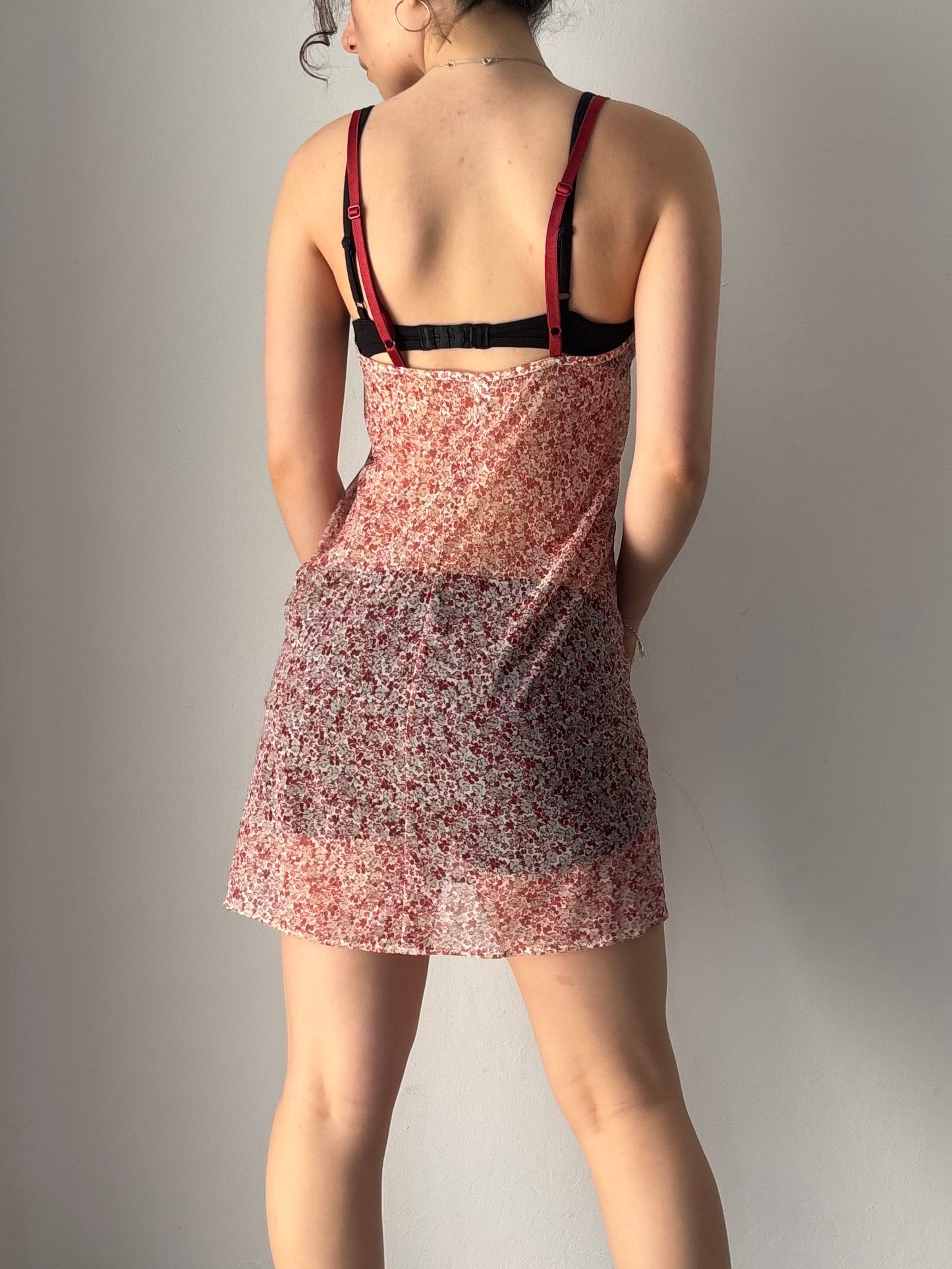 Pink floral slip dress