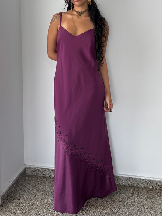 Vintage purple beaded evening gown