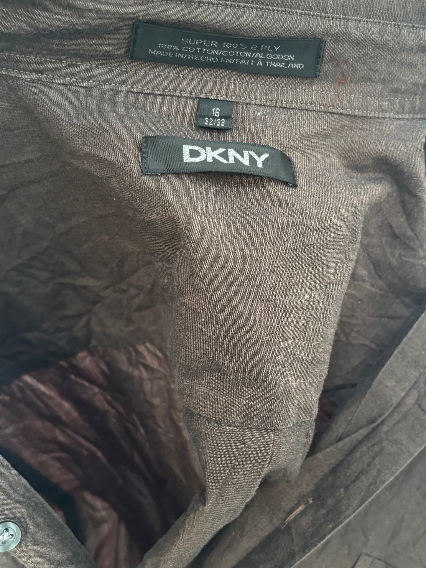 DKNY brown long sleeve shirt