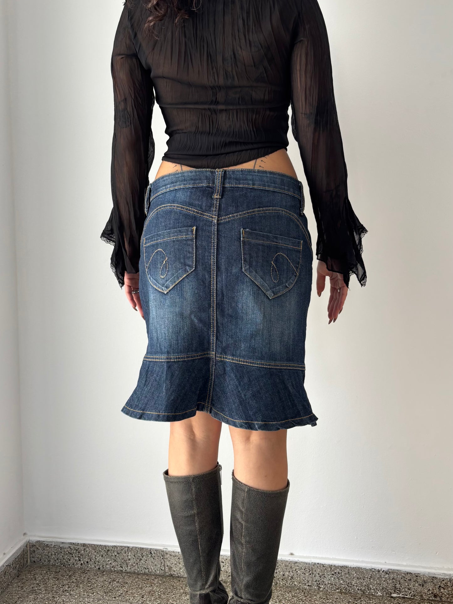 Jean midi skirt