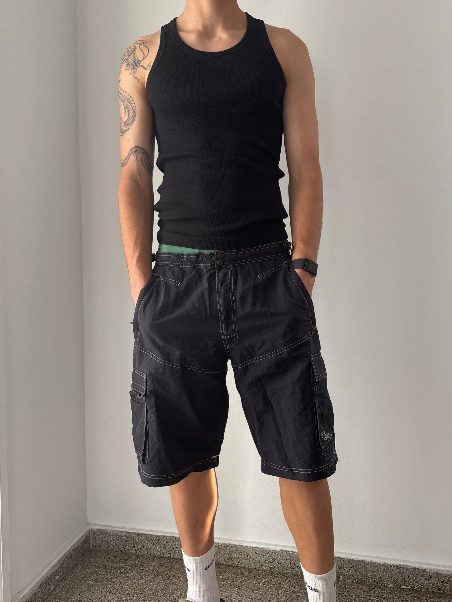 Black cargo shorts