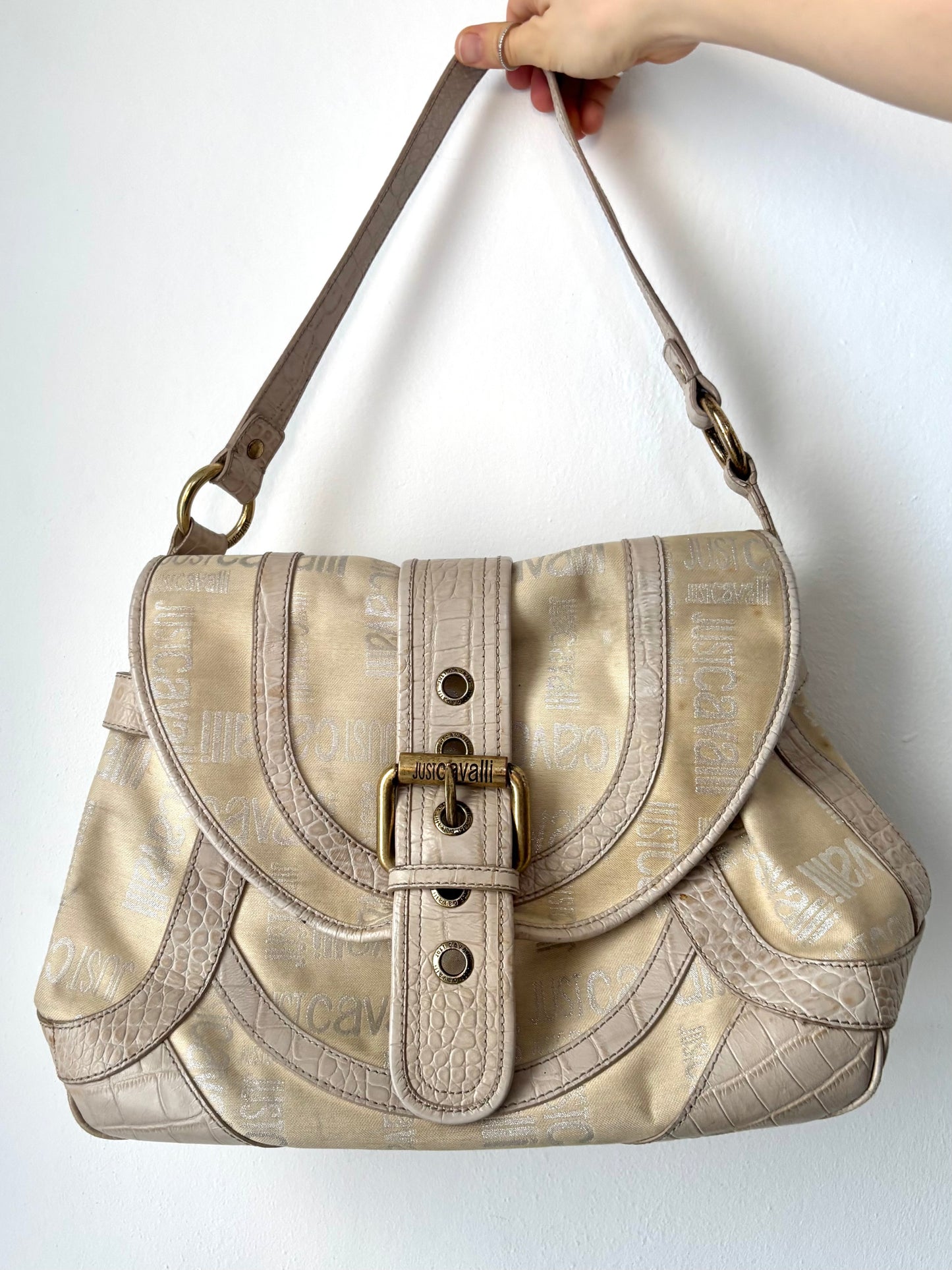 Just Cavalli cream shoulder bag