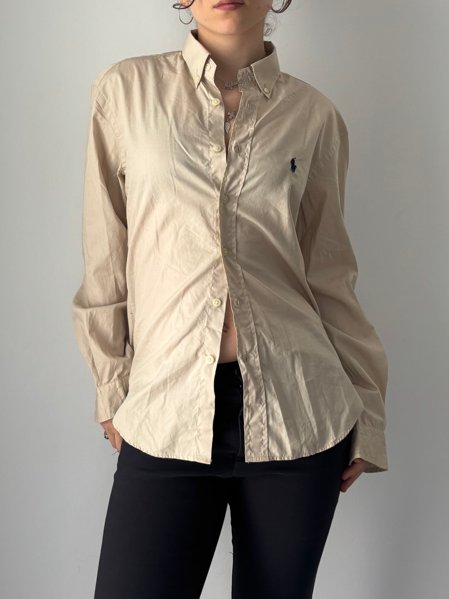 Ralph Lauren beige button up shirt