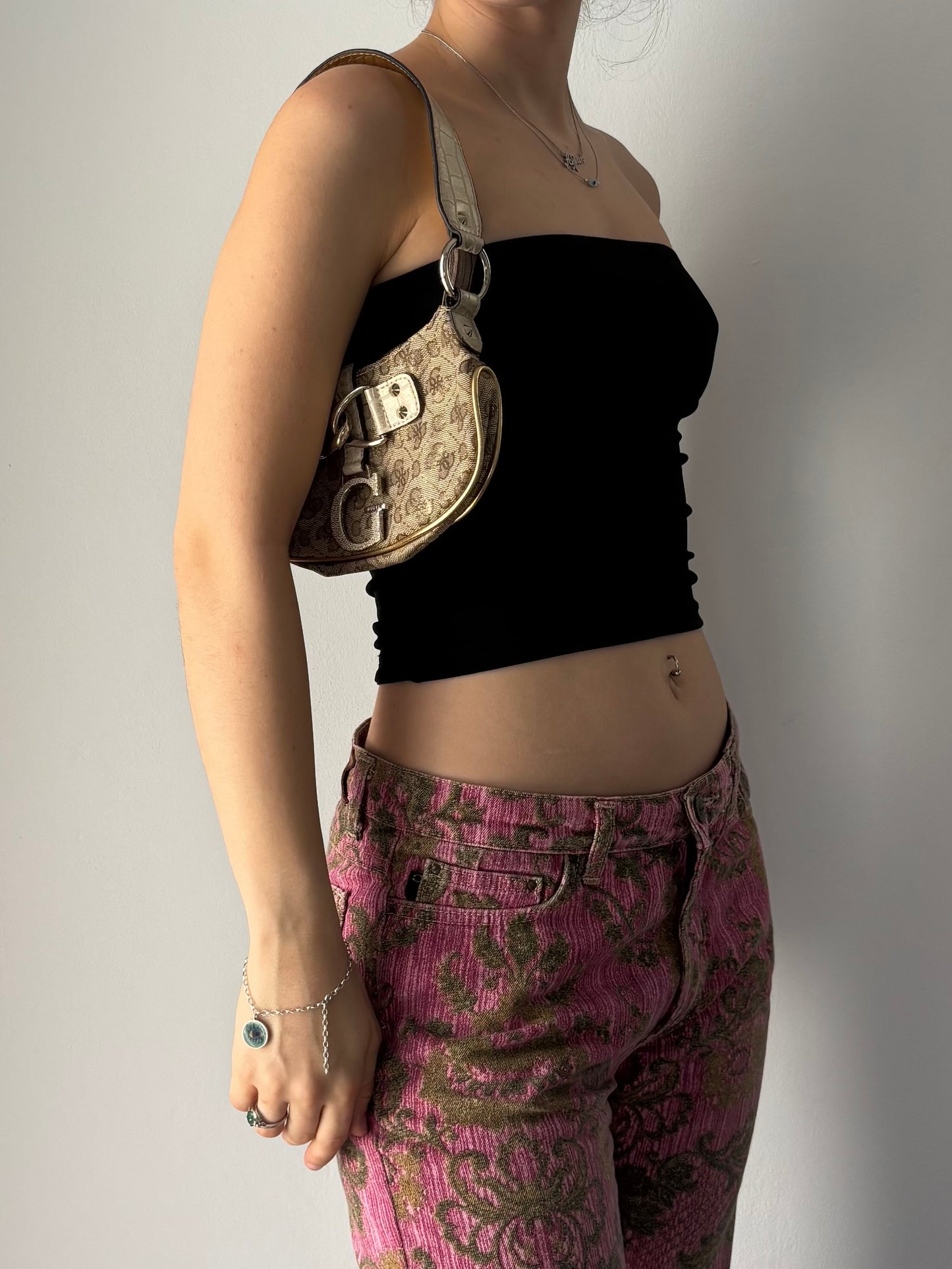 Mini beige & gold Guess bag