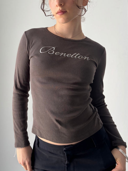 Benetton brown long sleeve top
