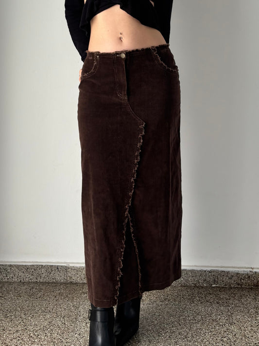 Brown corduroy maxi skirt