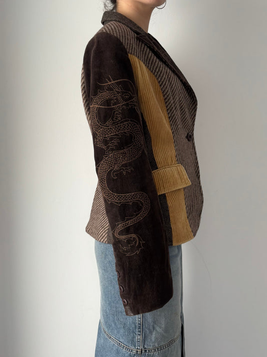 Brown blazer with dragon design