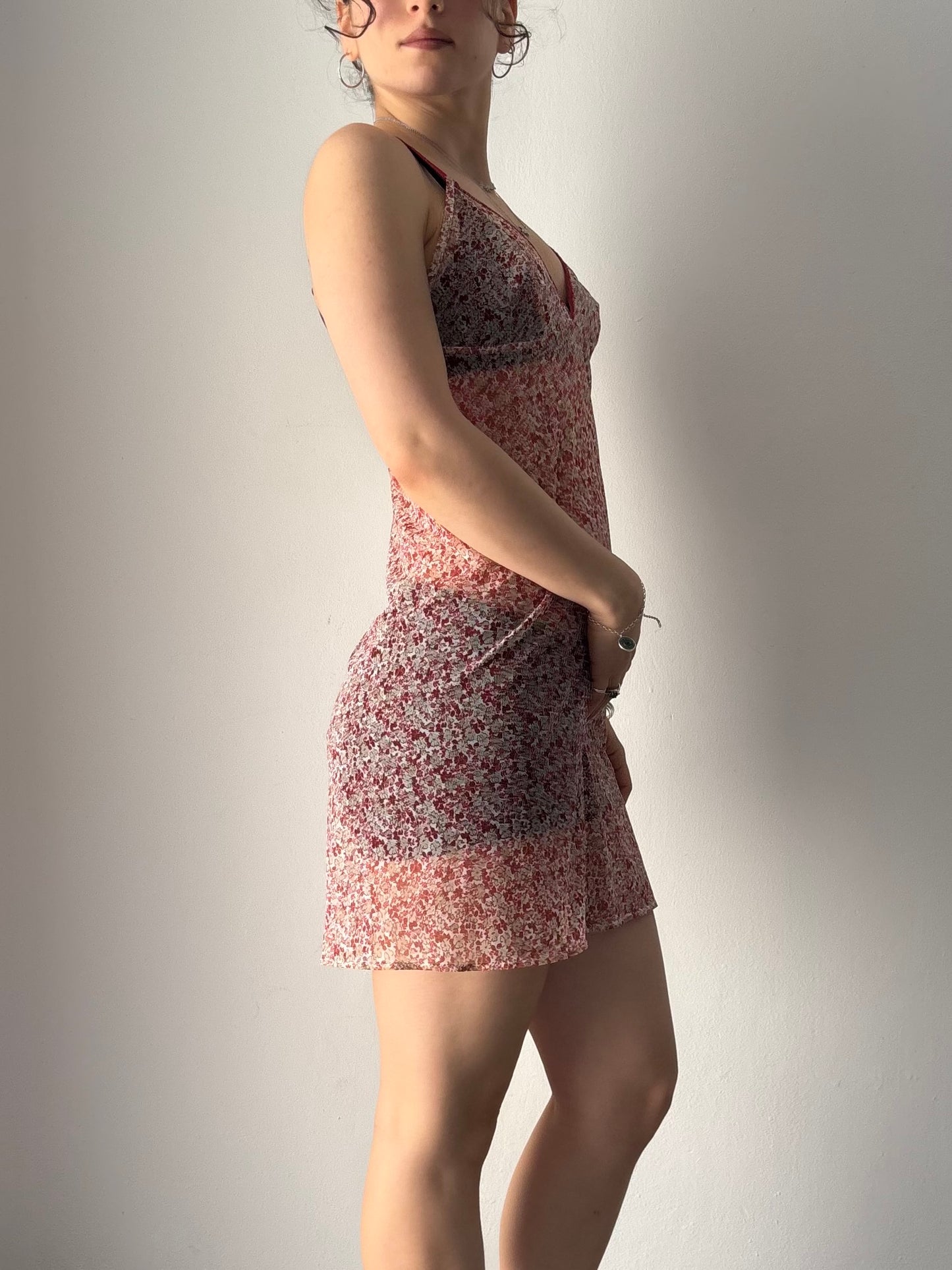 Pink floral slip dress