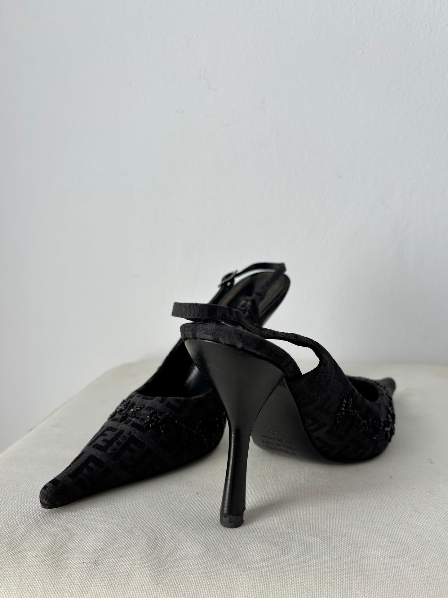 Fendi slingback beaded heels