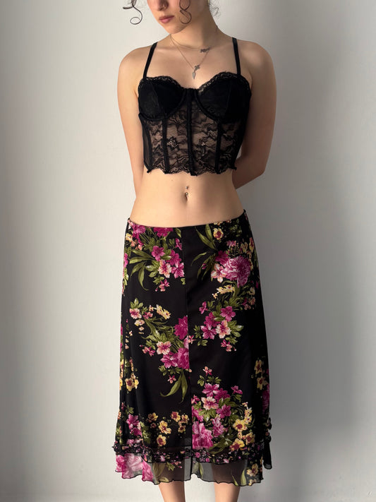 Floral print midi skirt