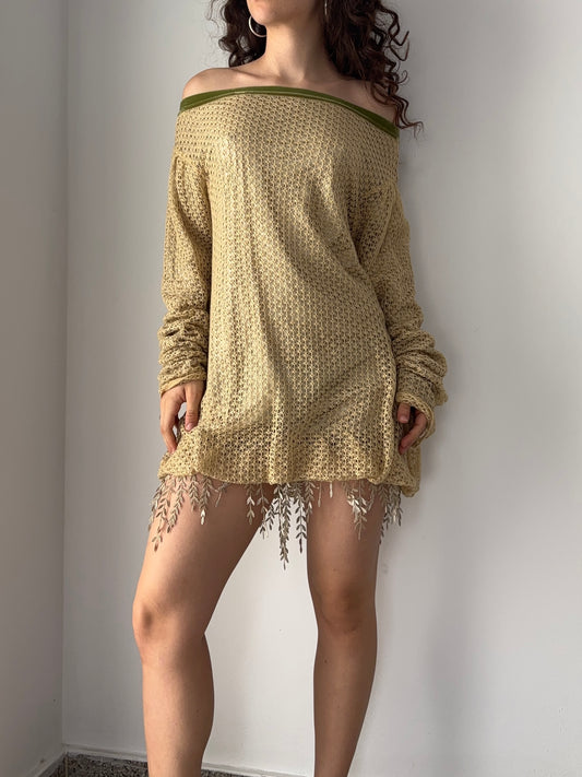 Knitted off the shoulder mini dress