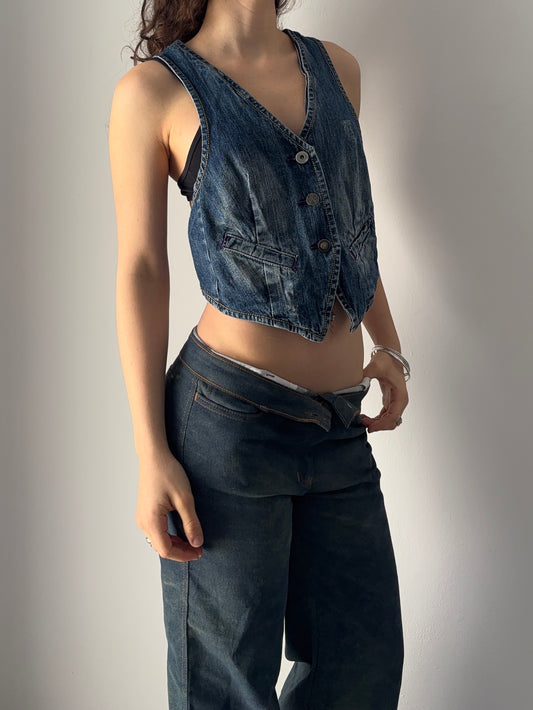 Y2K denim vest top