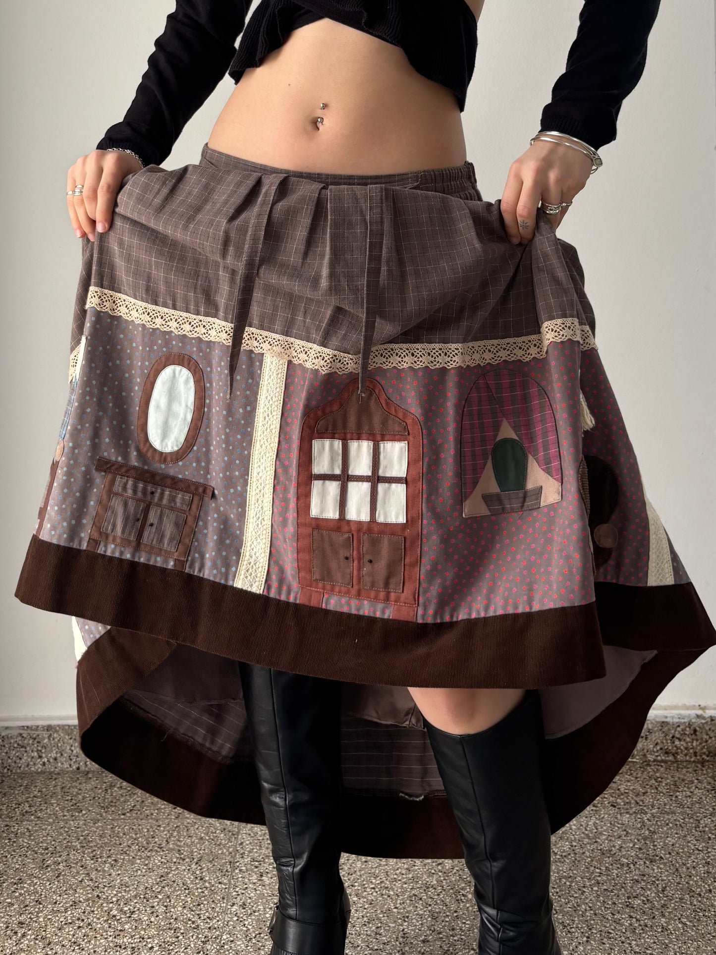 Patch work maxi skirt