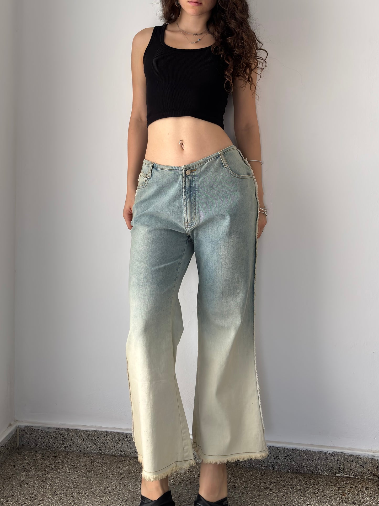 Light wash ombre flare jeans