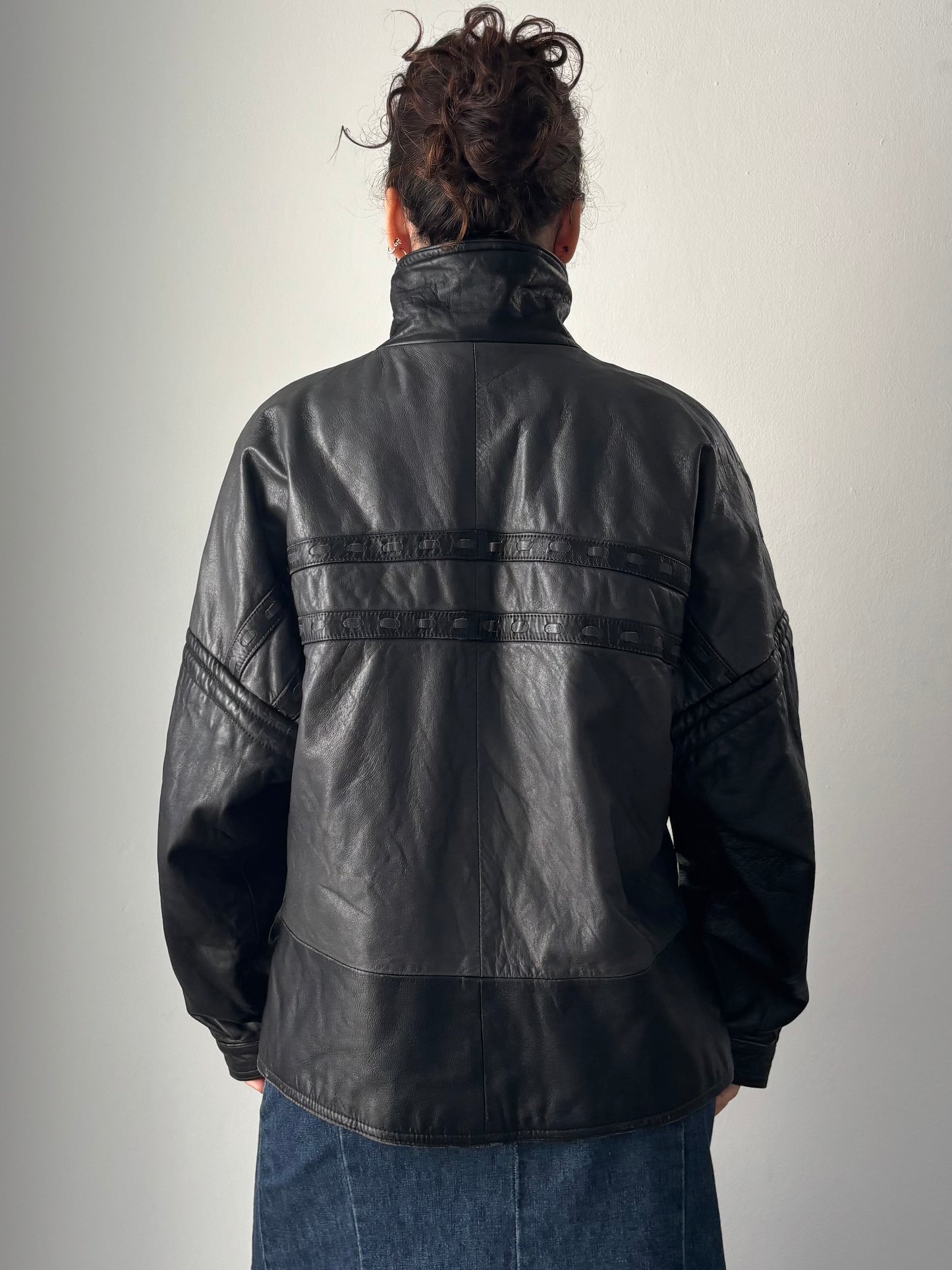 Black & Grey vintage leather jacket