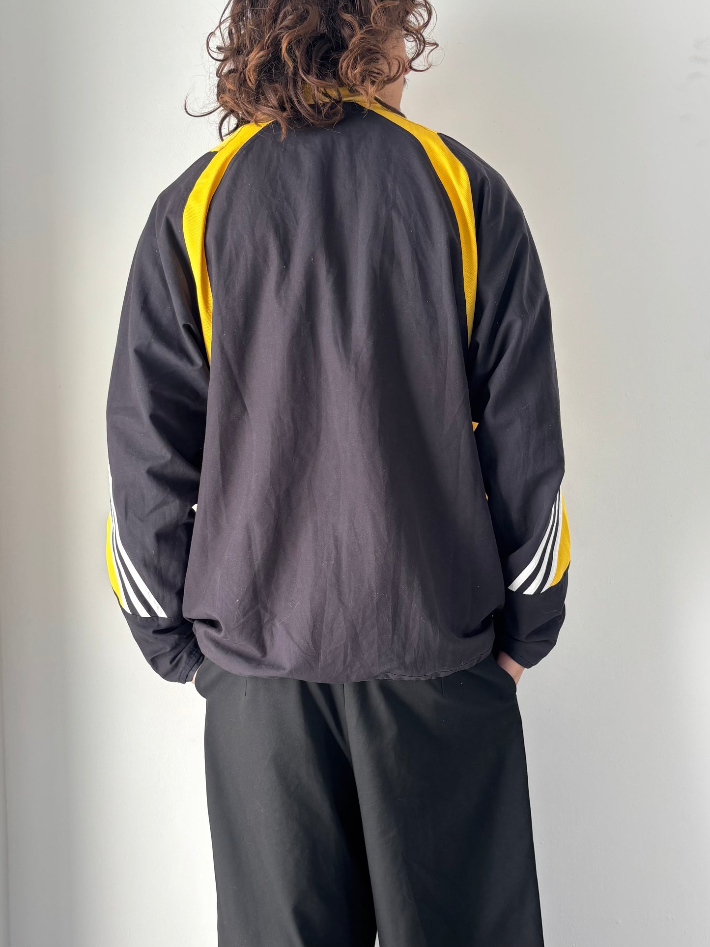 Adidas black and yellow zip up