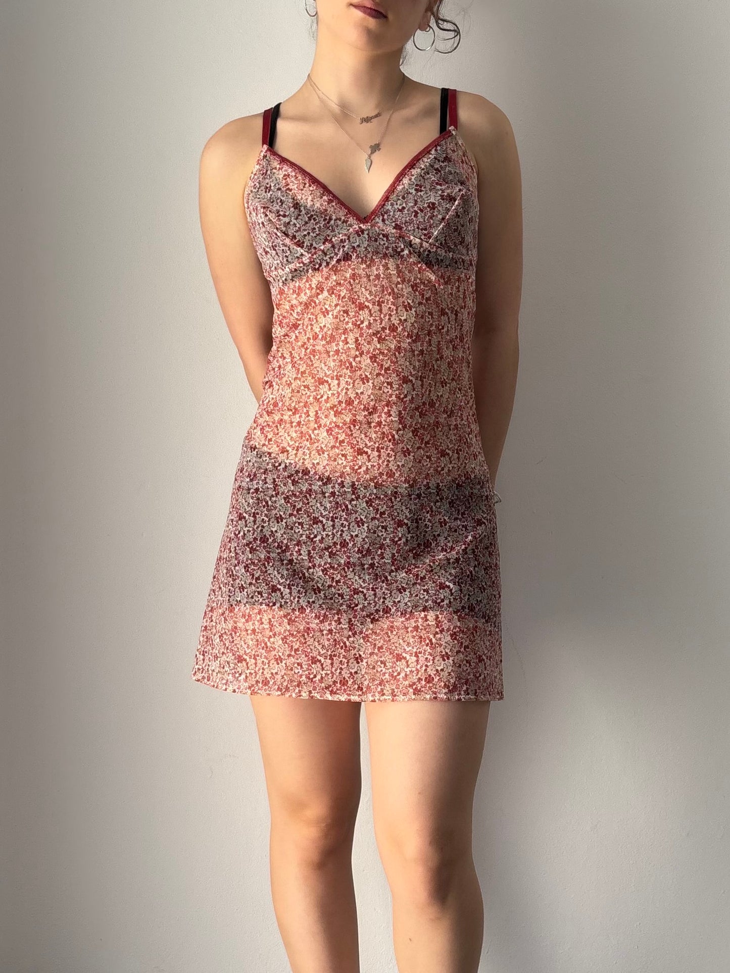 Pink floral slip dress