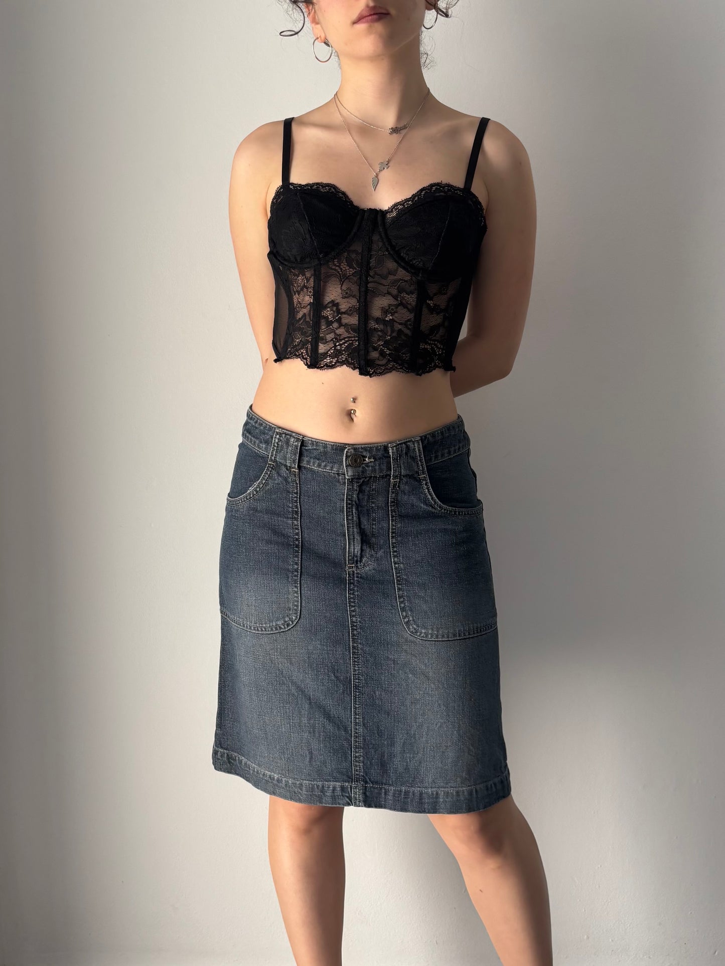 Denim midi skirt