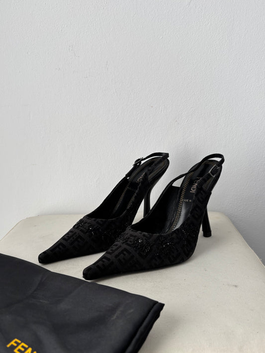 Fendi slingback beaded heels