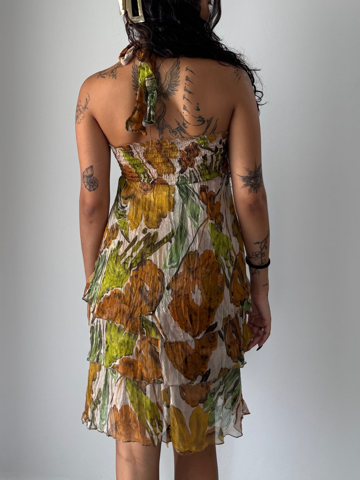 Silk summer halter dress