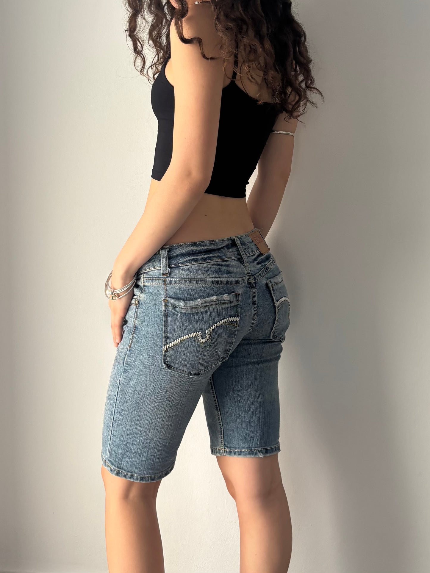 Low waist jean jorts