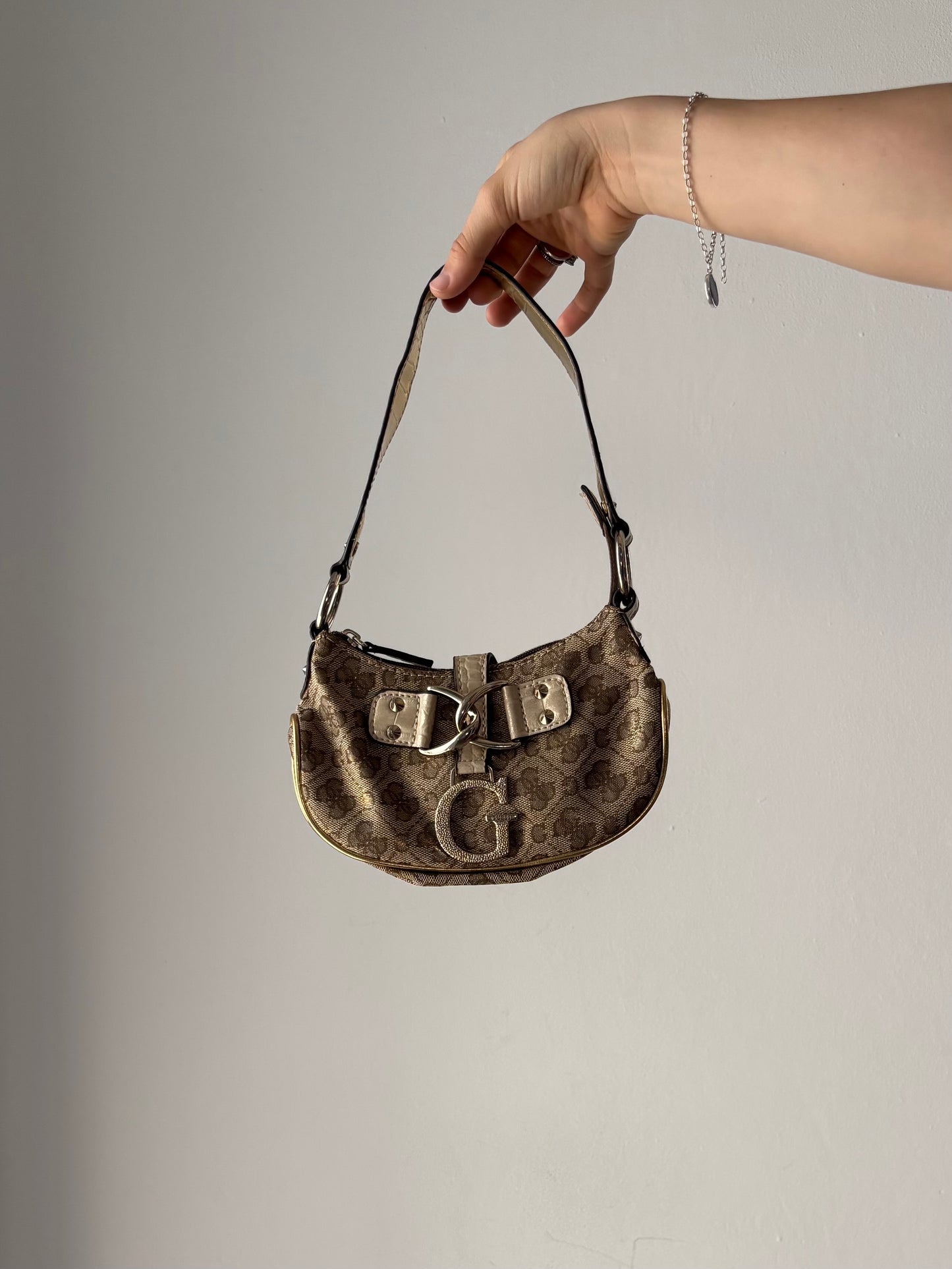 Mini beige & gold Guess bag