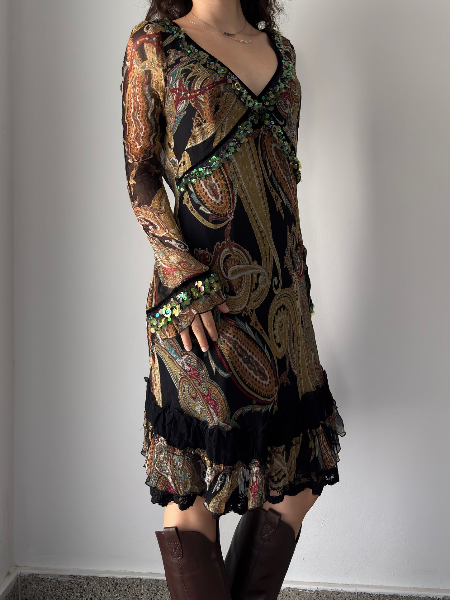 Silk flowy paisley dress