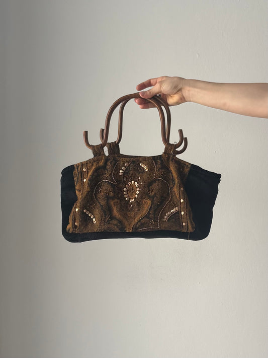 Brown bag with wooden handles