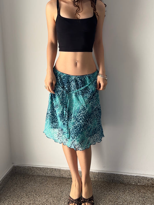 Turquoise cheetah print skirt