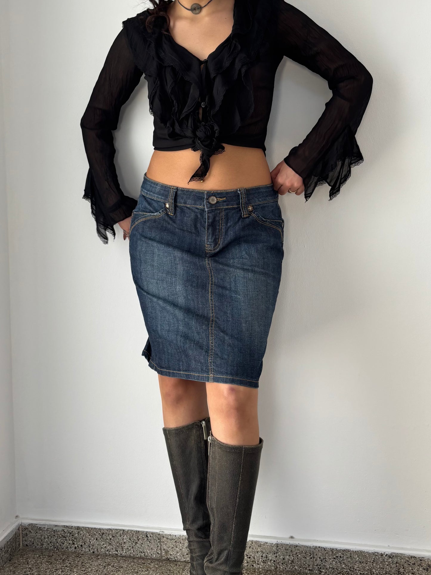 Jean midi skirt