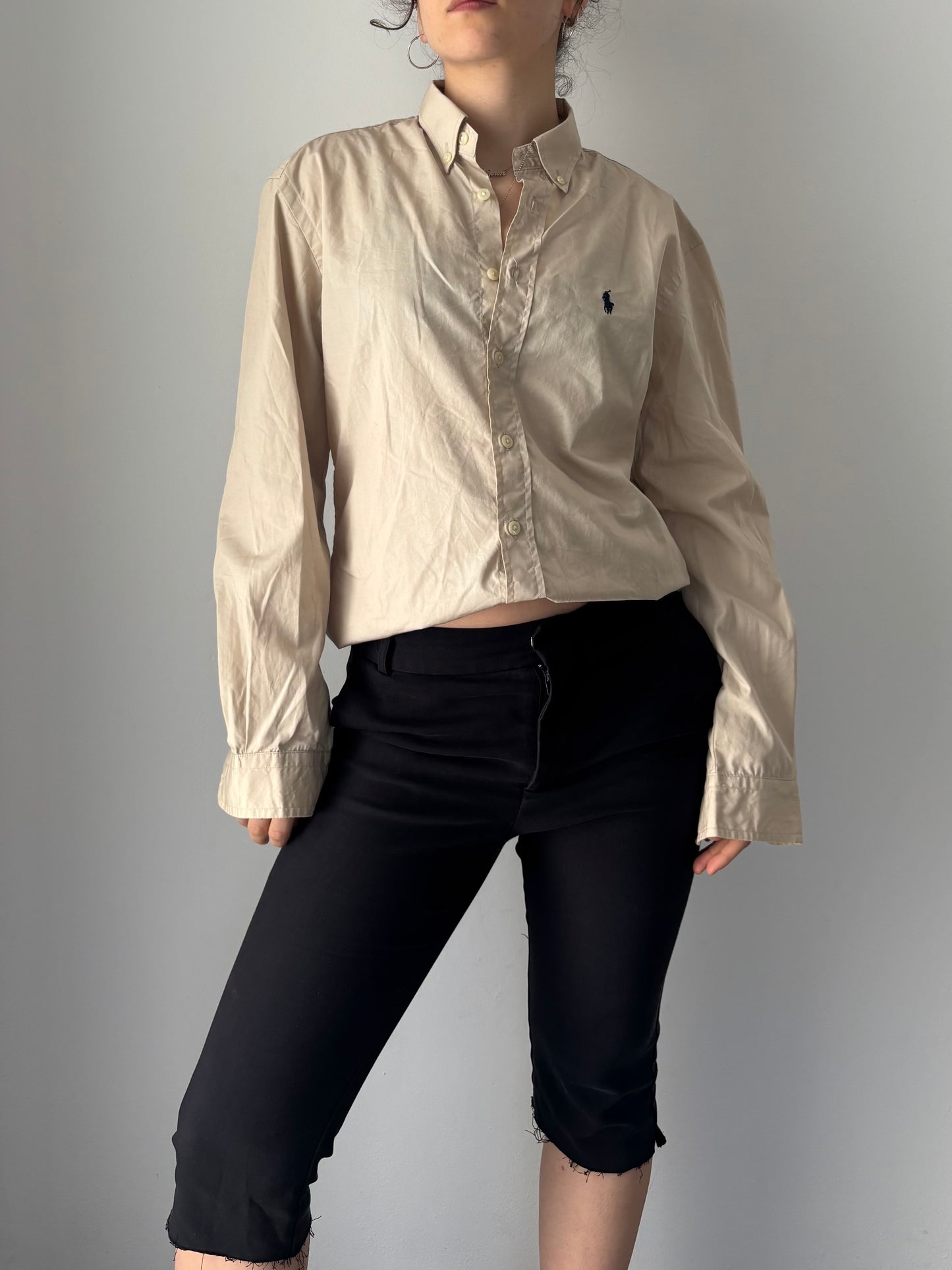 Ralph Lauren beige button up shirt