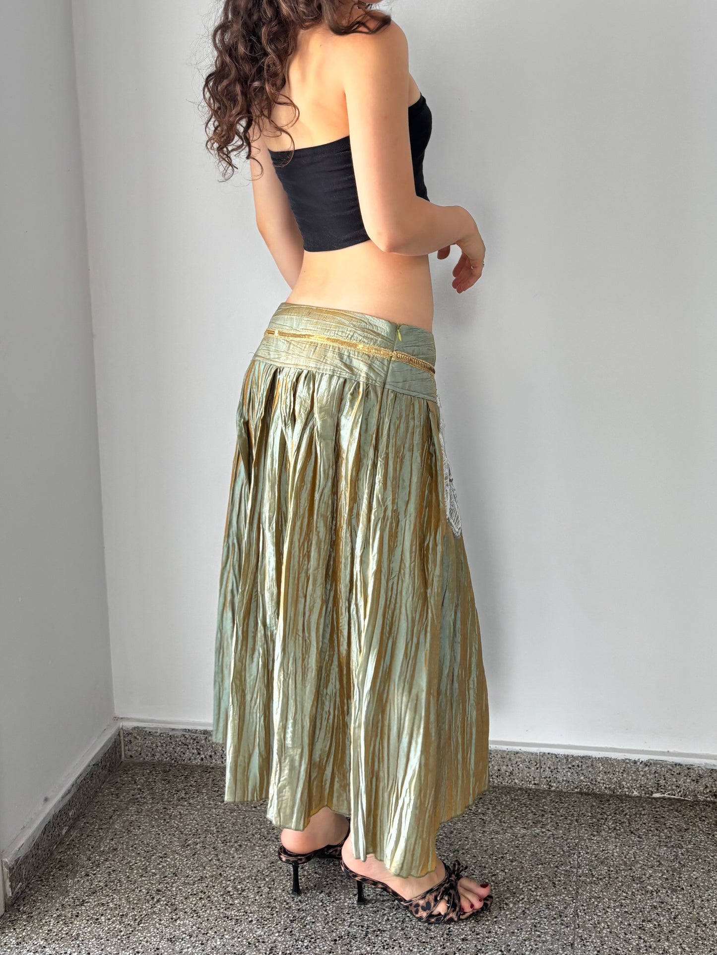 Light green fairy skirt with floral embroidery