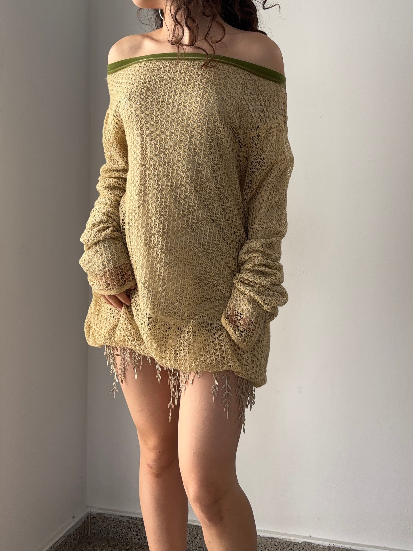 Knitted off the shoulder mini dress