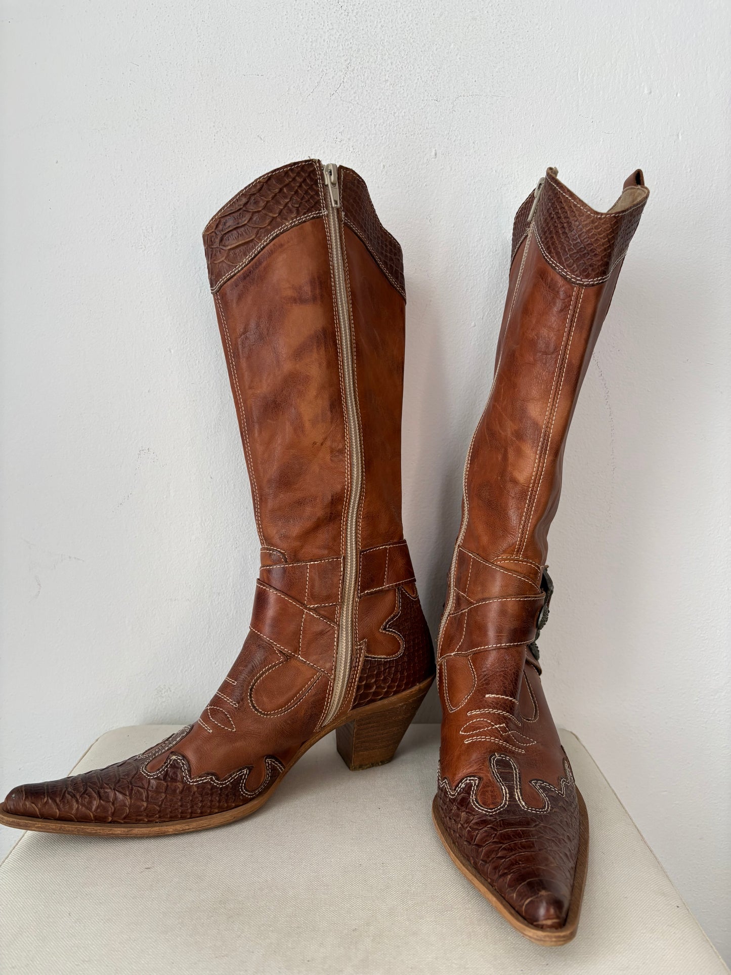 Brown cowboy boots