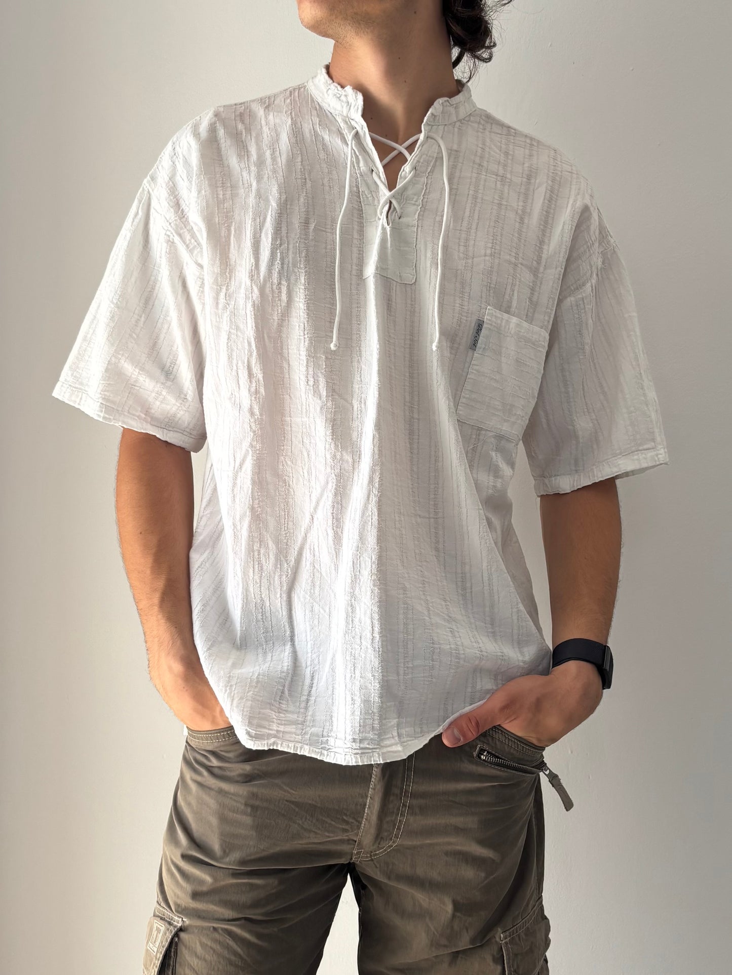 Tie up white T-shirt