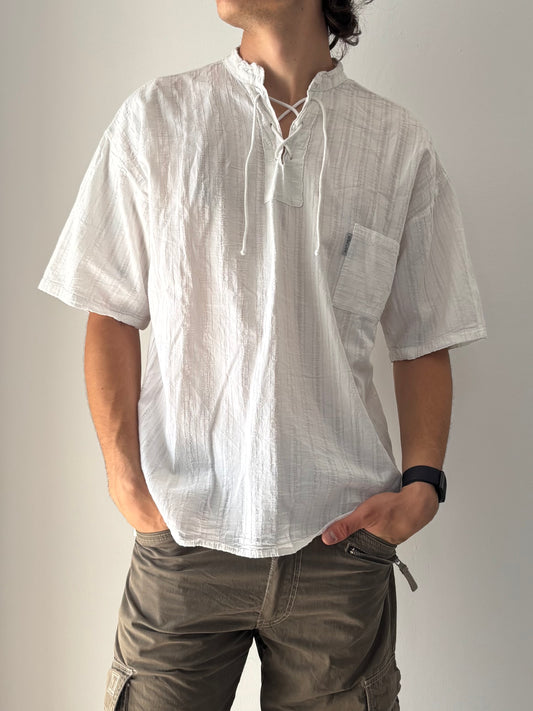 Tie up white T-shirt