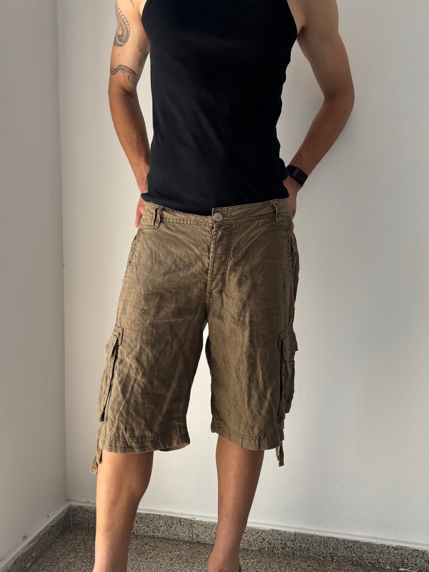 Brown linen shorts