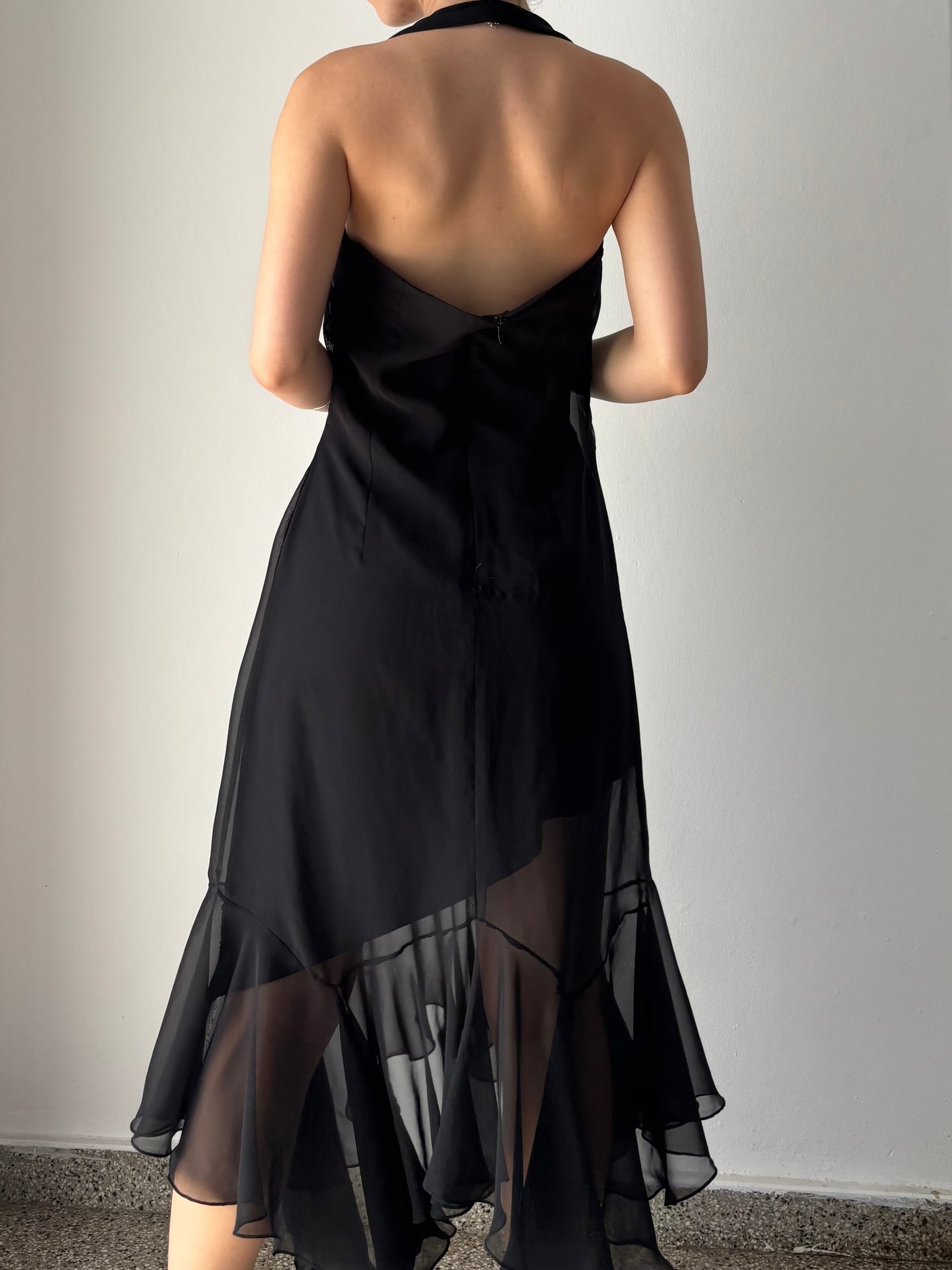 Black halter maxi dress